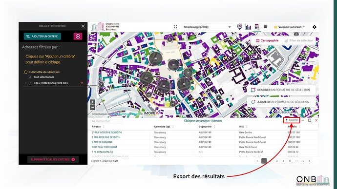 Résultats et export